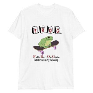 Fully Rely On Gods Indifference Funny Christian Quote Religious Meme Fan Tee 90